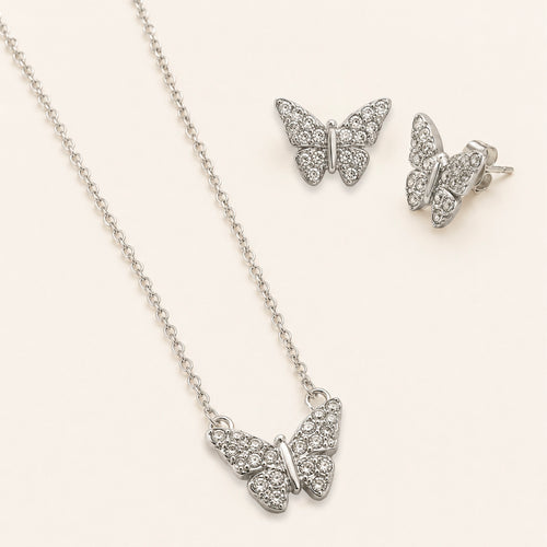 Butterfly Necklace and Earrings, in steel