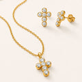 Cross Necklace and Earrings, in steel