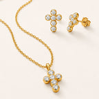 Cross Necklace and Earrings, in steel