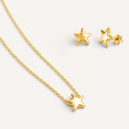 Star Necklace and Earrings, in steel