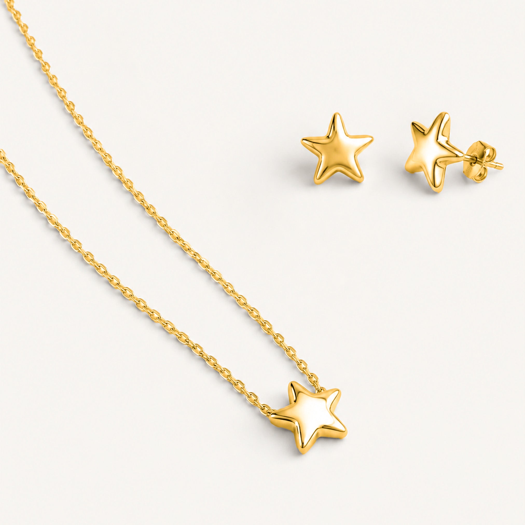 Star Necklace and Earrings, in steel