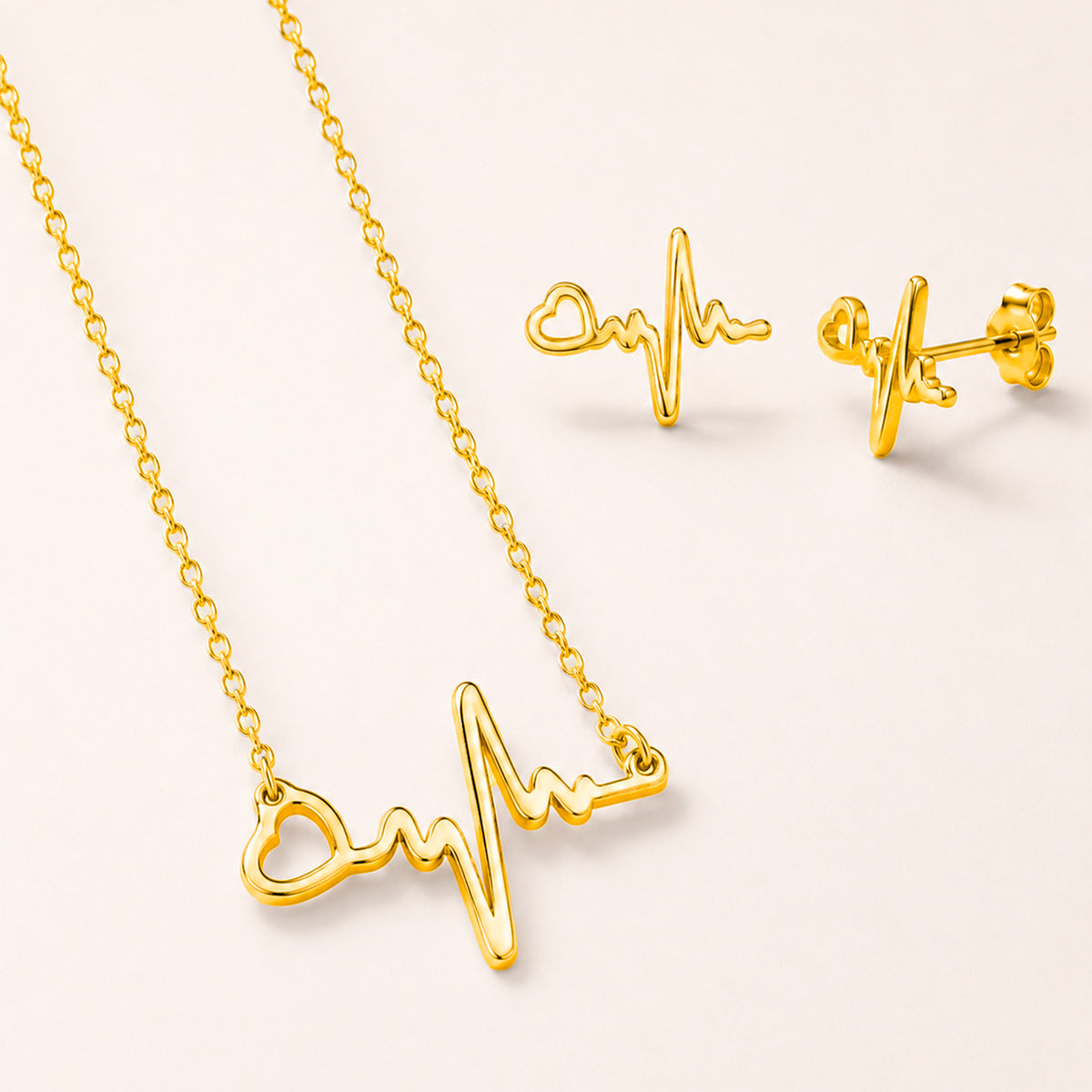Collana e Orecchini Love Beat, in acciaio