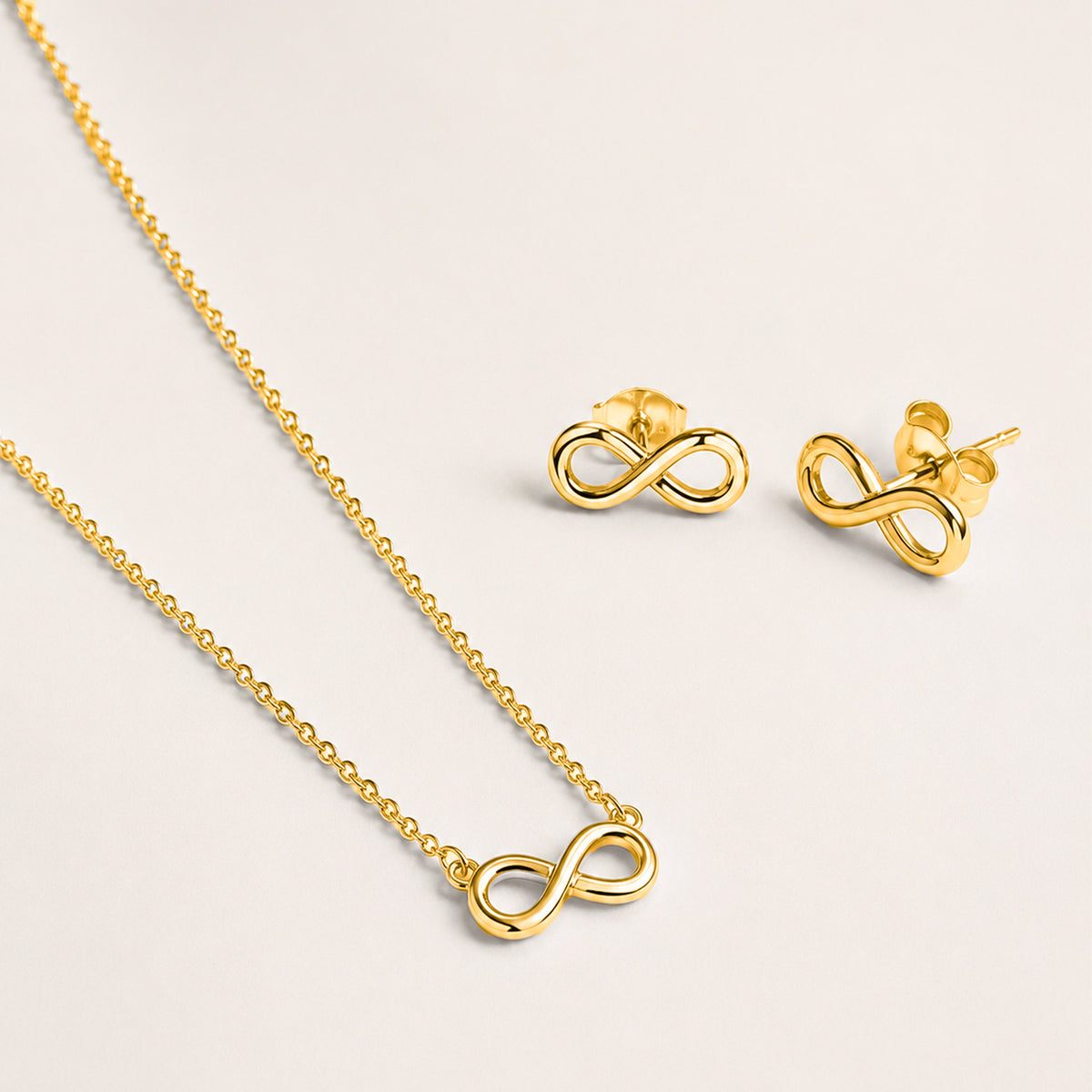 Endless Necklace and Earrings, in steel