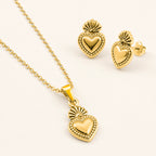 Collana e Orecchini Sacred Heart, in acciaio