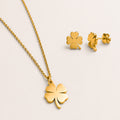 Clover Necklace and Earrings, in steel