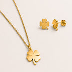 Clover Necklace and Earrings, in steel
