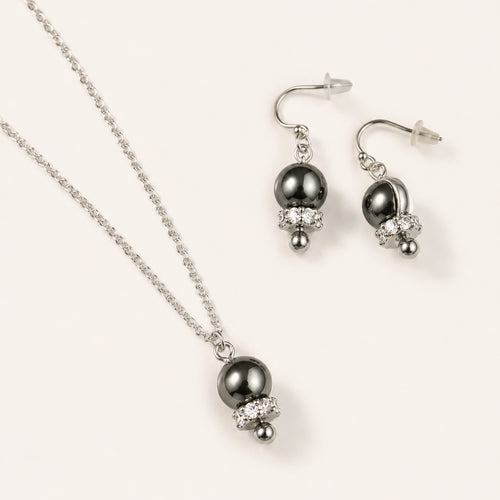 Bell Necklace and Earrings, in steel