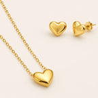 Collana e Orecchini Heart, in acciaio