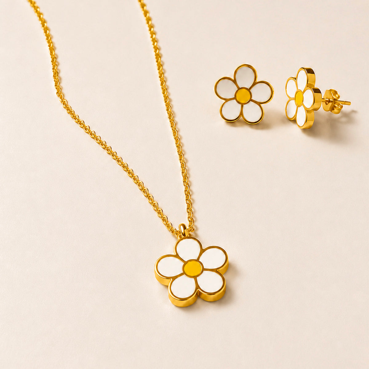 Collana e Orecchini Floret, in acciaio